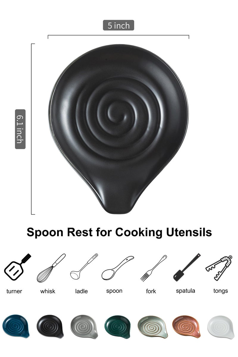 LAUCHUH Spoon Rest for Stove Top Cooking Spoon Holder for Kitchen Countertop Large Holder for Spatula  Spoons or Tong  Halloween Decor  Mother's Day Gifts  Black - Image 2
